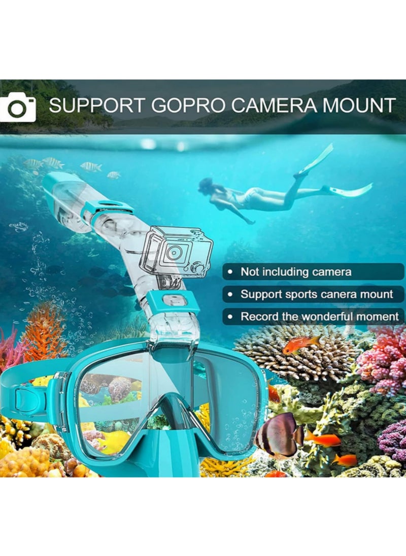 Generic Foldable Anti Fog Snorkel Mask Set with Full Dry Top System for Professional Snorkeling and Free Swimming Gear for Adults and Kids Diving Masks S/M Size  - Image 4