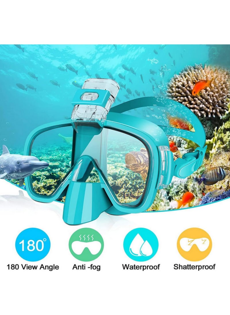 Generic Foldable Anti Fog Snorkel Mask Set with Full Dry Top System for Professional Snorkeling and Free Swimming Gear for Adults and Kids Diving Masks S/M Size  - Image 5