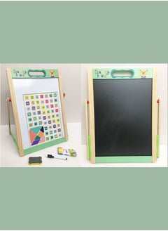 Generic Wooden Portable Magnetic Writing Board Blackboard with Pen, Eraser, Magnetic Alphabets  - Image 1