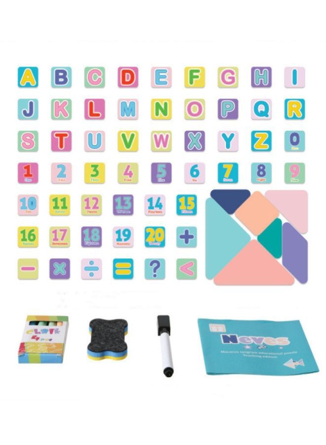 Wooden Portable Magnetic Writing Board Blackboard with Pen, Eraser, Magnetic Alphabets - Image 3