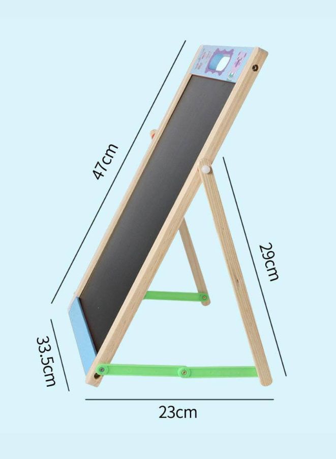 Wooden Portable Magnetic Writing Board Blackboard with Pen, Eraser, Magnetic Alphabets - Image 5