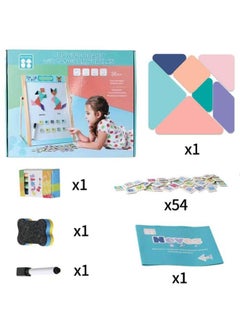 Generic Wooden Portable Magnetic Writing Board Blackboard with Pen, Eraser, Magnetic Alphabets  - Image 4