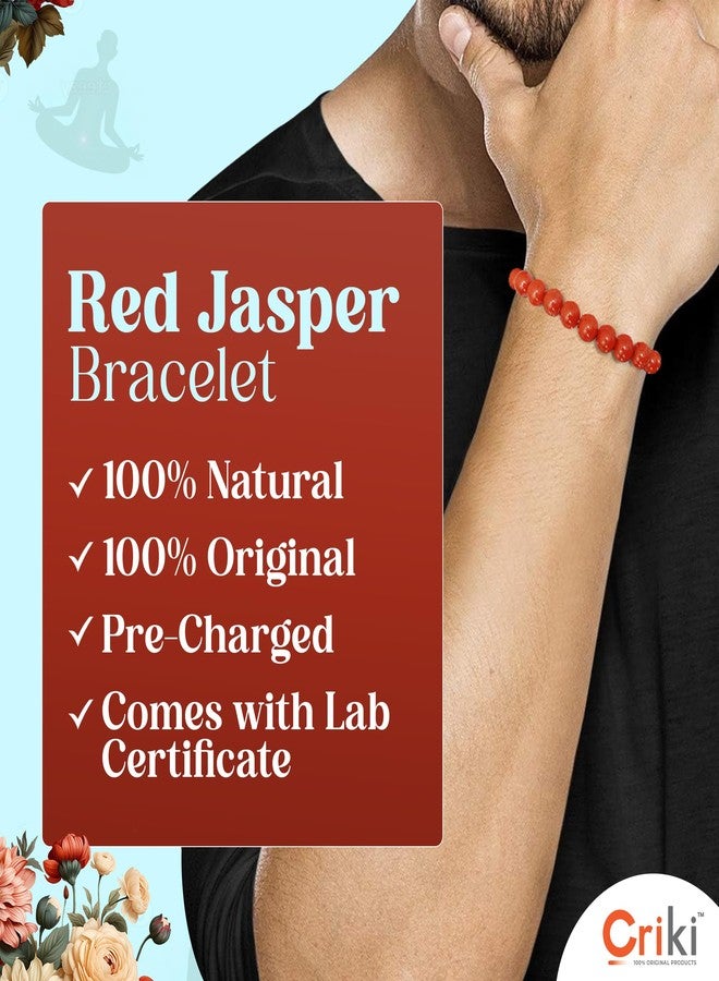CRIKI Red Jasper Bracelet Original Certified for Men and Women - Natural Red Bracelet for Money, Reiki, Chakra Healing, Courage, Strength and Good Luck - 8 MM Beads - Image 4