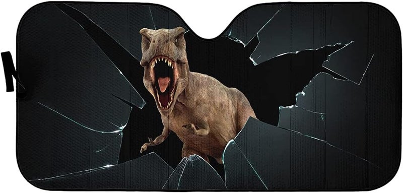 YOSA Angry Dinosaur Car Windshield Sun Shade - UV Protection for SUVs, Trucks, and Cars - Image 2