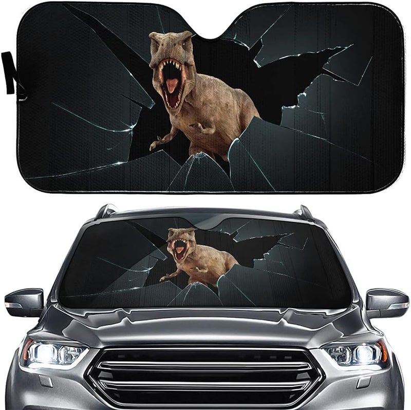 YOSA Angry Dinosaur Car Windshield Sun Shade - UV Protection for SUVs, Trucks, and Cars - Image 1