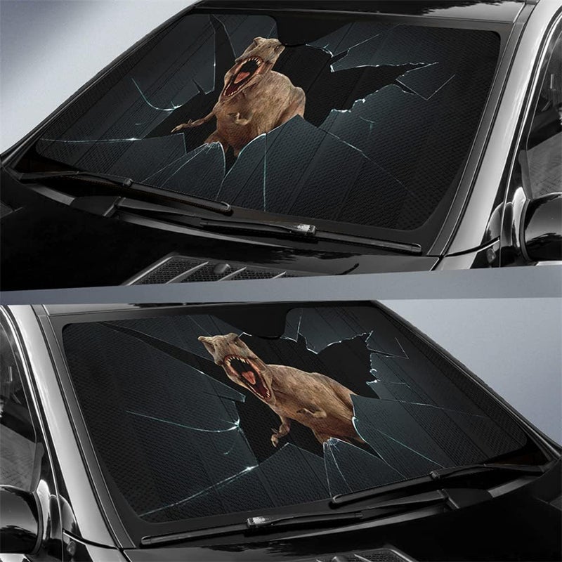 YOSA Angry Dinosaur Car Windshield Sun Shade - UV Protection for SUVs, Trucks, and Cars - Image 3