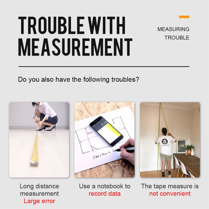 Digital Distance Meter: 40m Range ±2mm Accuracy - 4 Measurement Modes Electronic Angle Sensor for Home Renovation Outdoor Surveying - Image 5