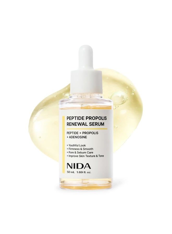 NIDA Peptide Propolis Renewal Serum | Peptide Complex, Propolis Extract, Adenosine | Youthful Look, Wrinkles, Fine Lines, Pore & Sebum Care | 1.69 fl.oz., 50ml - Image 1