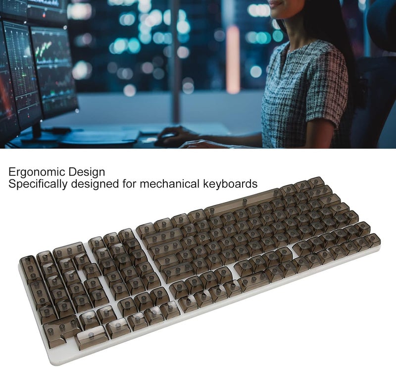132 Keys High Transparent PC Keycap Set, CBSA Height Matte Ergonomic DIY Replacement Keycaps, Custom Gaming Keyboard Keycaps for 61/62/64/68/84/87/104/108 Keys Mechanical Keyboard (Black) - Image 2