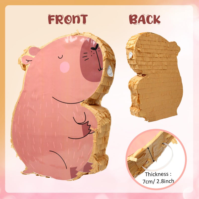 Sonwyoung Capybara PiÃ±ata for Kids Birthday Party 15.7 x 10 x 2.8 Inches Animal PiÃ±ata with Bat Blindfold and Confetti for Baby Shower Photo Props Cinco De Mayo Fiesta Decoration - Image 4