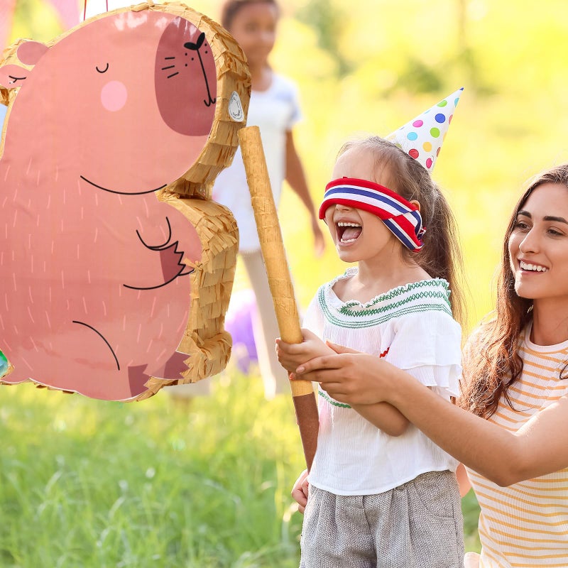Sonwyoung Capybara PiÃ±ata for Kids Birthday Party 15.7 x 10 x 2.8 Inches Animal PiÃ±ata with Bat Blindfold and Confetti for Baby Shower Photo Props Cinco De Mayo Fiesta Decoration - Image 5
