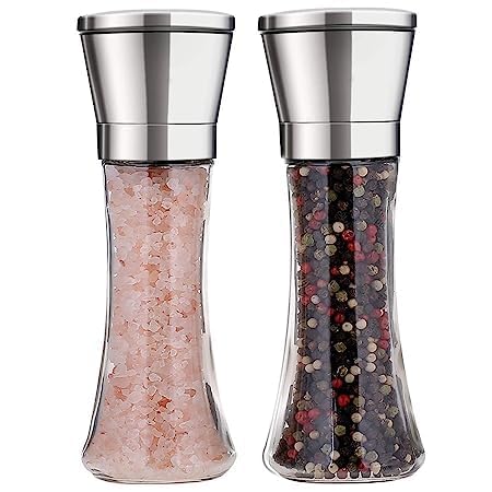 Takositio Takositio Pepper Crusher for Kitchen Set of 2 Salt and Pepper Grinder Pack of 2 Salt or Pepper Shakers Black Pepper Crusher Grinder Adjustable Ceramic Spice Grinder - Image 1