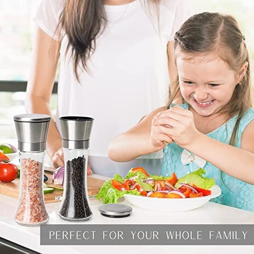 Takositio Takositio Pepper Crusher for Kitchen Set of 2 Salt and Pepper Grinder Pack of 2 Salt or Pepper Shakers Black Pepper Crusher Grinder Adjustable Ceramic Spice Grinder - Image 3