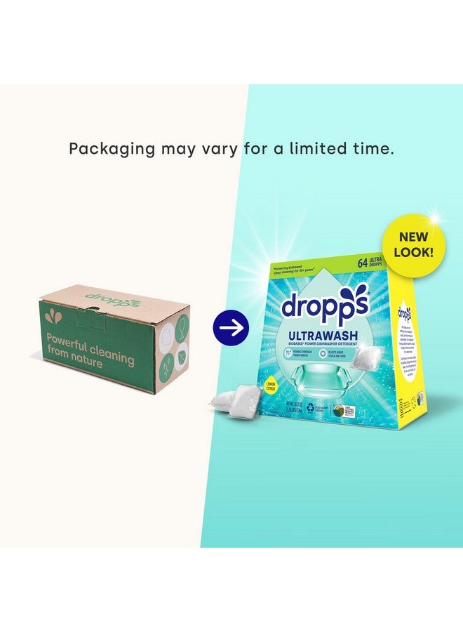 Dropps UltraWash Dishwasher Pods, Lemon Citrus (64 Count) - Biobased Power Deep Clean Dishwasher Detergent Tablets for Sparkling Shiny Dishes - No Rinse Aid or Pre-Wash Needed -Dishwashing Pods - Image 2
