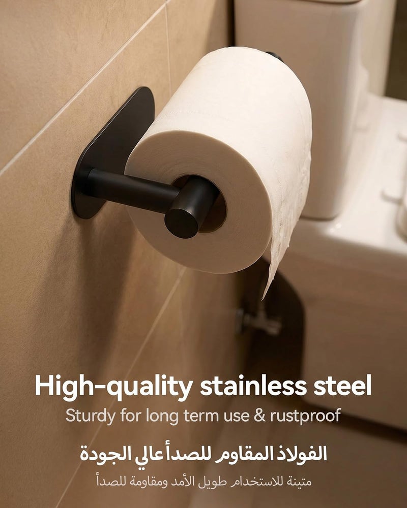 Proxima Direct 2 Pack Adhesive Toilet Paper Holder Rustproof 304 Stainless Steel Kitchen Roll Holder Peel and Stick for Bathroom Washroom Home (Black) - Image 5