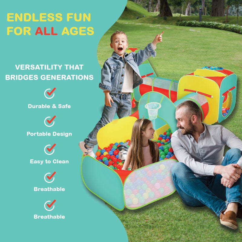 Kiddzery 5pc Kids Play Tent for Toddlers Boys & Girls with Ball Pit, Crawl Tunnel, Target Game & Tents, Playhouse Toys, Boys Indoor & Outdoor Play House, Gift for Toddler Boys & Girls, 4 Dart Balls Included - Image 3