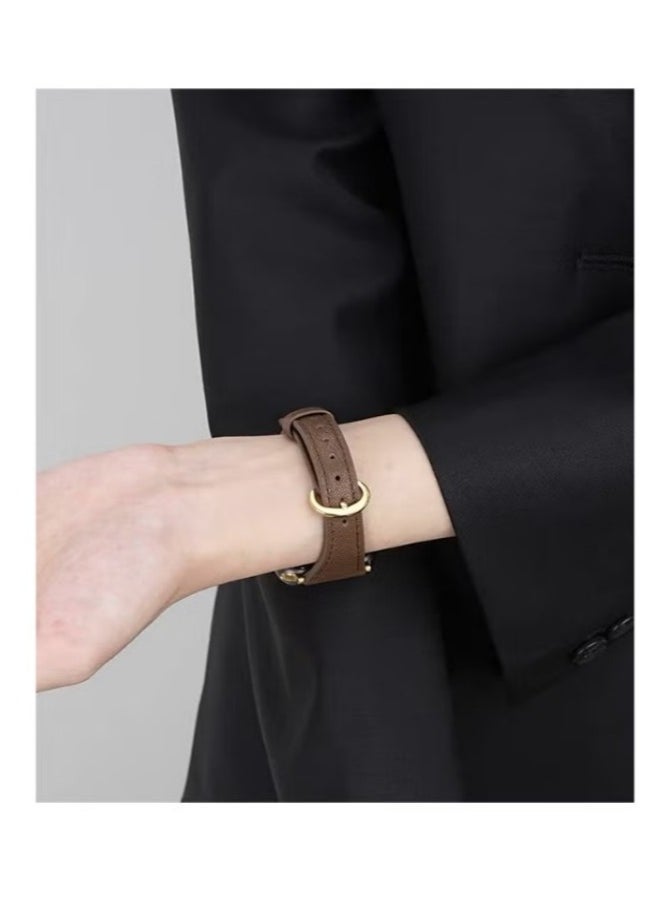 Generic - Apple Watch Leather Band, Compatible with Apple Watch Band 38mm 40mm 41mm Women, Top Grain Genuine Leather Strap Thin Watch Wristband for iWatch Series 9 8 7 6 5 4 3 2 1 SE Ultra 2 Brown - Image 1