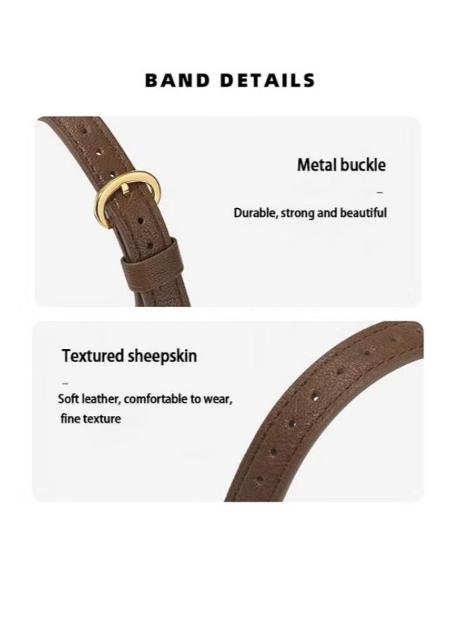 Generic - Apple Watch Leather Band, Compatible with Apple Watch Band 38mm 40mm 41mm Women, Top Grain Genuine Leather Strap Thin Watch Wristband for iWatch Series 9 8 7 6 5 4 3 2 1 SE Ultra 2 Brown - Image 1