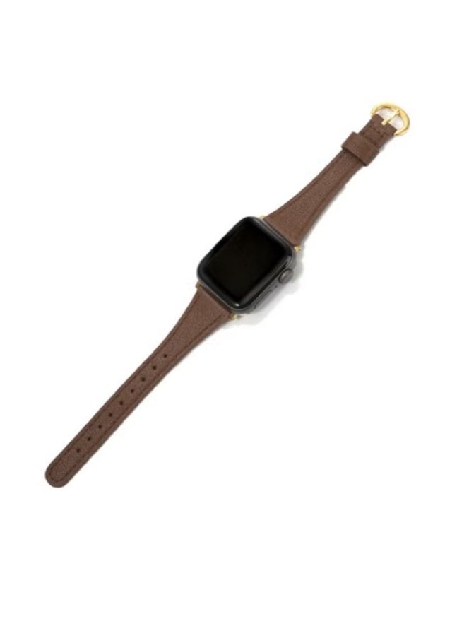Generic - Apple Watch Leather Band, Compatible with Apple Watch Band 38mm 40mm 41mm Women, Top Grain Genuine Leather Strap Thin Watch Wristband for iWatch Series 9 8 7 6 5 4 3 2 1 SE Ultra 2 Brown - Image 1