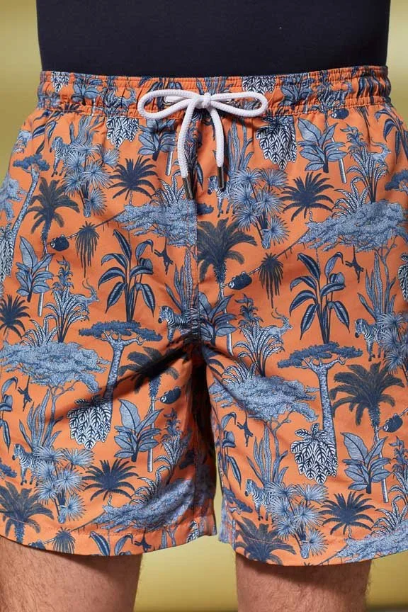 Vicomte A. Midas Orange Printed Swimshorts