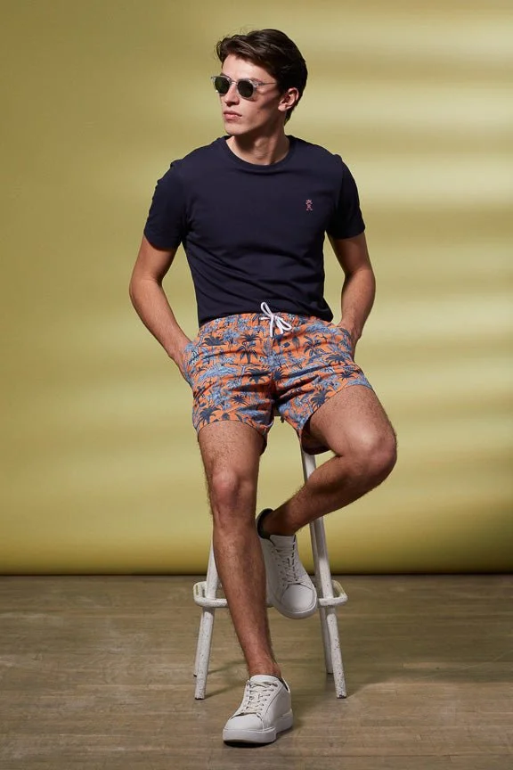 Vicomte A. Midas Orange Printed Swimshorts