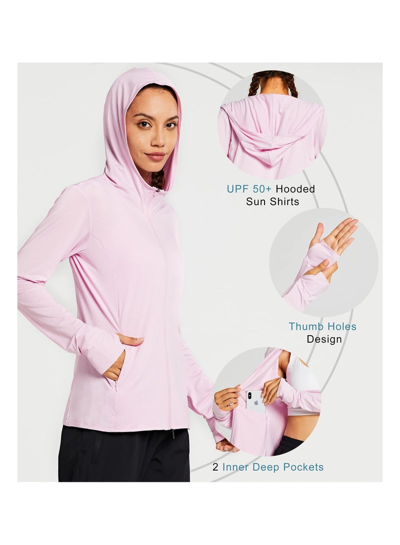 KASTWAVE Women UPF 50+ Long Sleeve UV Sun Protection Clothing Jacket Hiking Sun Shirt Zip Up Hoodie with Pockets - Image 3