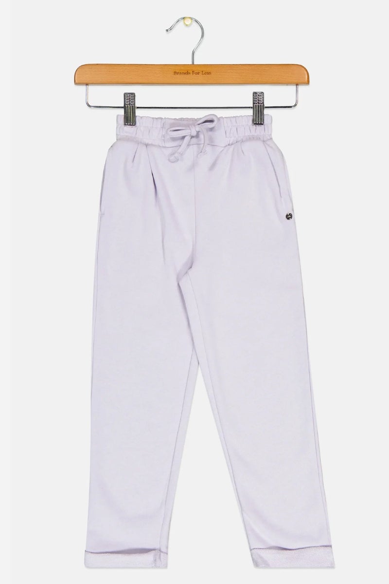 Lili Gaufrette Kids Girl Drawstring Solid Sweatpants, Lavender - Image 2
