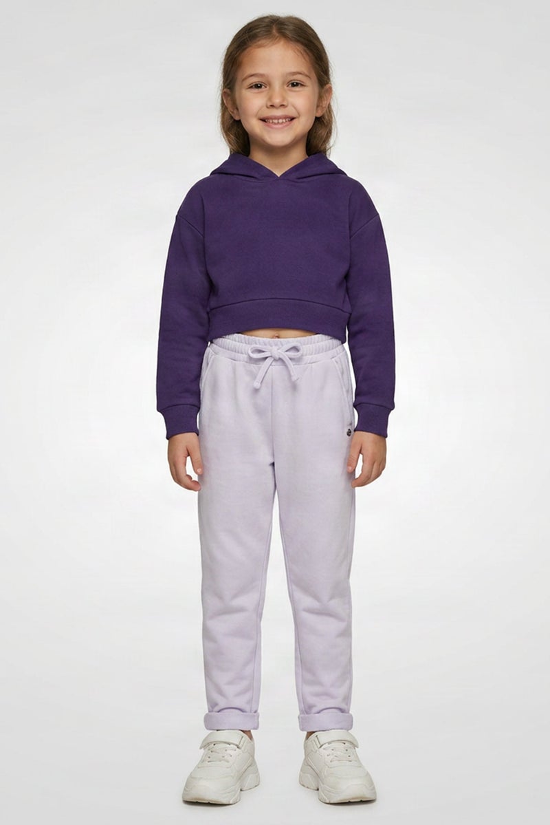 Lili Gaufrette Kids Girl Drawstring Solid Sweatpants, Lavender - Image 1