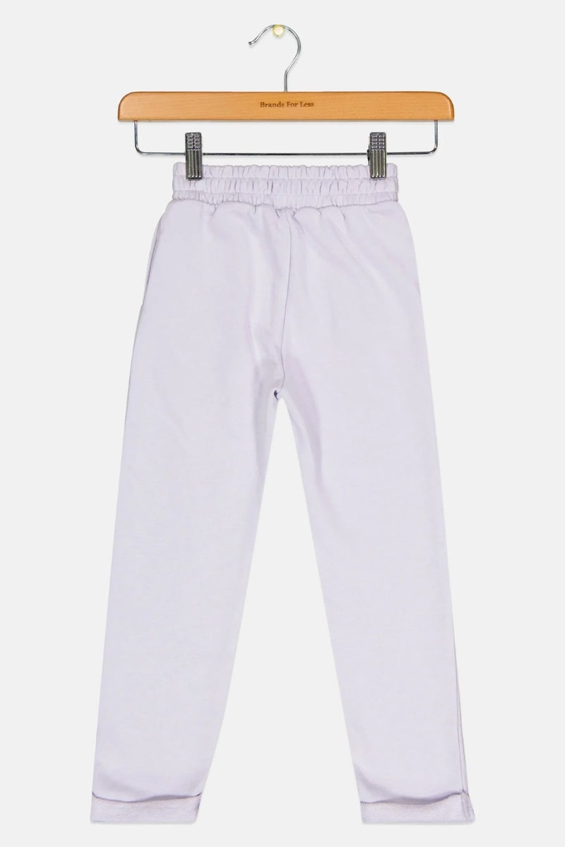 Lili Gaufrette Kids Girl Drawstring Solid Sweatpants, Lavender - Image 3