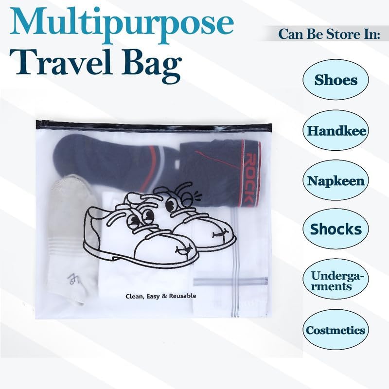 Pristu Shoe Bag,Clear Ziplock Storage Bags Frosted Zipper Bags for Clothes/Shoes/Toiletries/Luggage/Undergarment/Cosmetics Storage Bag (12) - Image 3