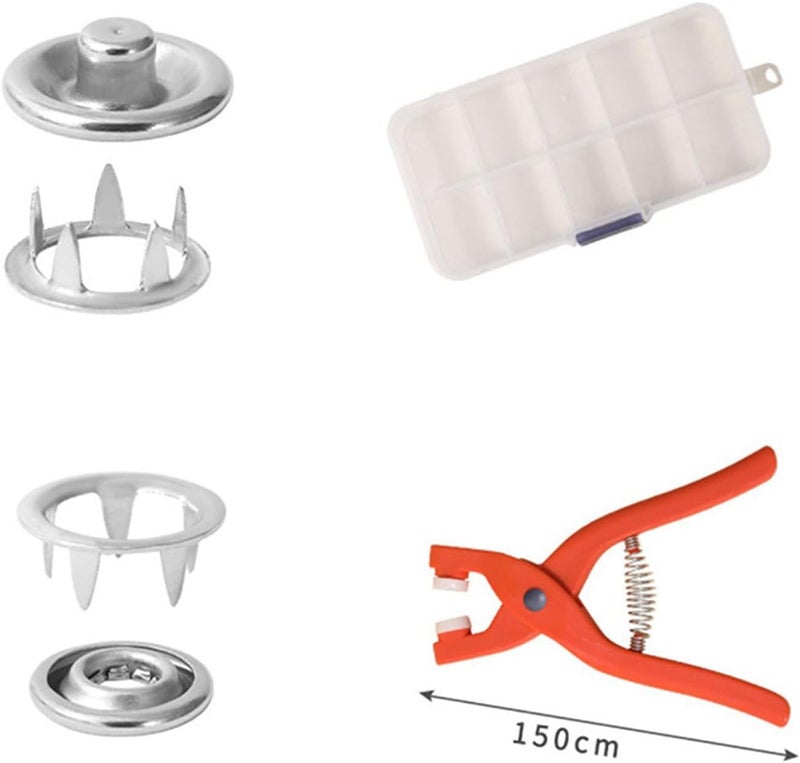 Prong Studs Buttons Snap Fasteners Kit, 50 Sets with Installation Press Tool, Metal Stainless Steel for DIY Crafting Clothes Sewing - Easy Use, Durable Material, Ideal for Baby - Image 2