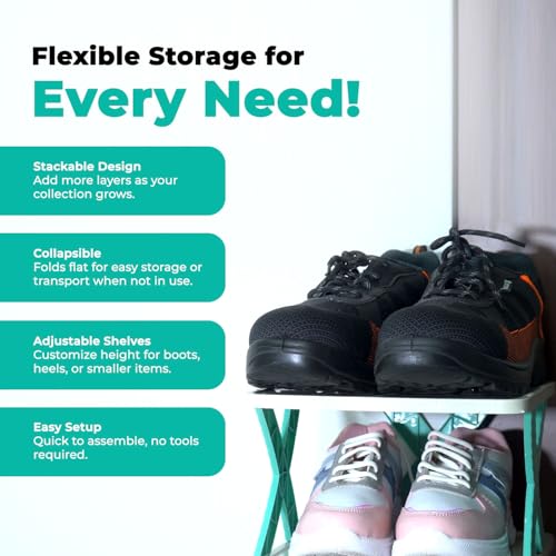 HEMIZA 5 Layer Plastic Shoe Rack for Home Stackable & Adjustable Shoe Organizer Shelf for Entryway, Bedroom & Corner Use Space-Saving Foldable Stand with Book & Shoe Storage Slots - Image 5