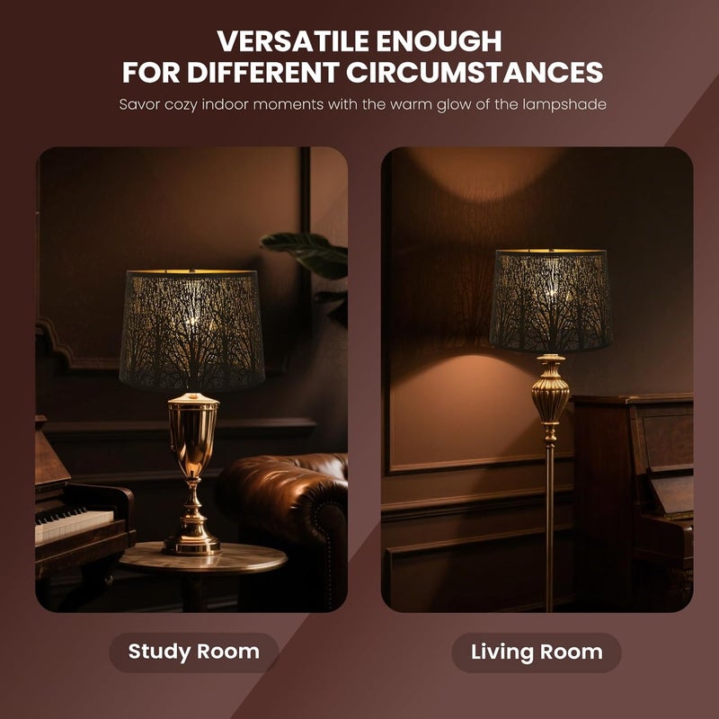 ALUCSET Drum Big Lampshades 12x14x10 inch for Table Lamp and Floor Light, Metal Etching Process Large Lamp with Pattern of Trees, Spider - Image 5