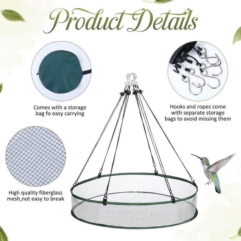 FoldTier Universal Wild Bird Seed Catcher Hanging Hoop Platform Bird Seed Catcher Tray for Hummingbird Feeders Bee Feeder Outdoor Garden Accessories (4 Pieces,24 Inch) - Image 3