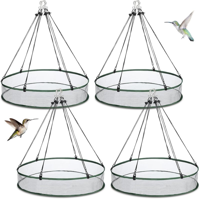 FoldTier Universal Wild Bird Seed Catcher Hanging Hoop Platform Bird Seed Catcher Tray for Hummingbird Feeders Bee Feeder Outdoor Garden Accessories (4 Pieces,24 Inch) - Image 1