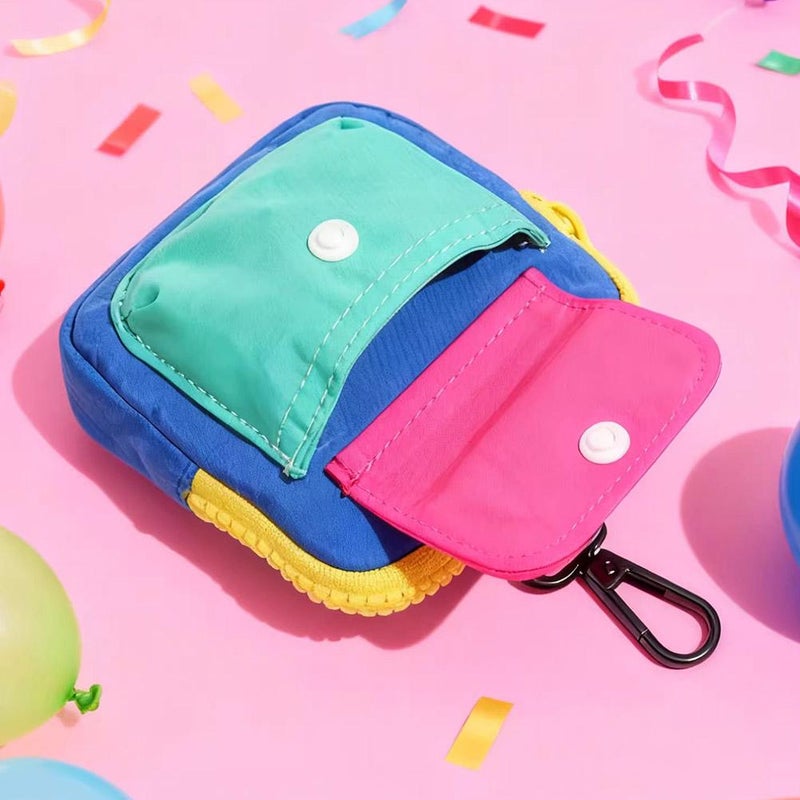 Coin Purse Dopamine Storage Bag Niche Coin Purse Portable Mini Cute Color Block Fashion Zipper Earphone Bag - Image 4