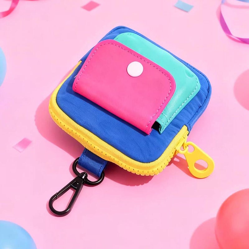 Coin Purse Dopamine Storage Bag Niche Coin Purse Portable Mini Cute Color Block Fashion Zipper Earphone Bag - Image 3
