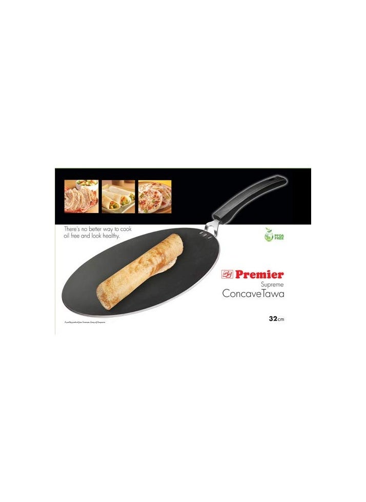 Premier Non Stick Tawa Concave Supreme 32cm Code-019006, Aluminium for Even Cooking & Effortless Clean Up, Easy to Use, Versatile, Durable, Efficient