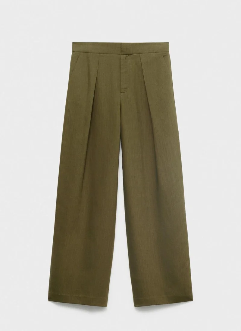 MANGO Pleated High Waist Pants