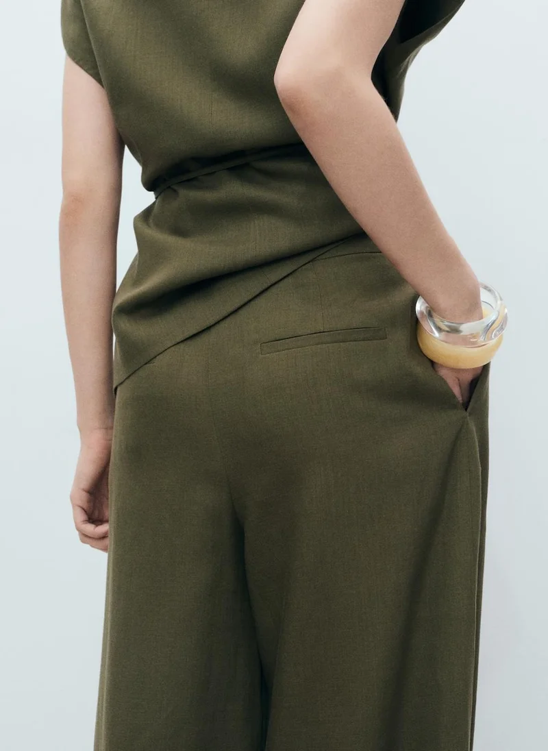 MANGO Pleated High Waist Pants