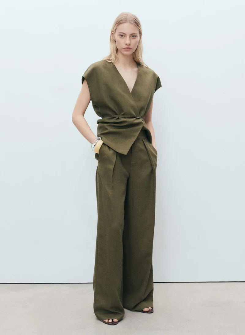 MANGO Pleated High Waist Pants