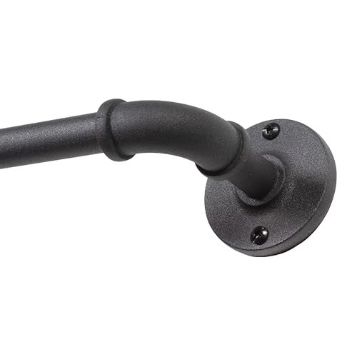 Kenney Adler IndoorOutdoor Black Curtain Rod Adjustable Curtain Rod for Windows 28 to 48 Inches Outdoor Curtain Rod for Patio Textured Pipe Industrial Curtain Rod
