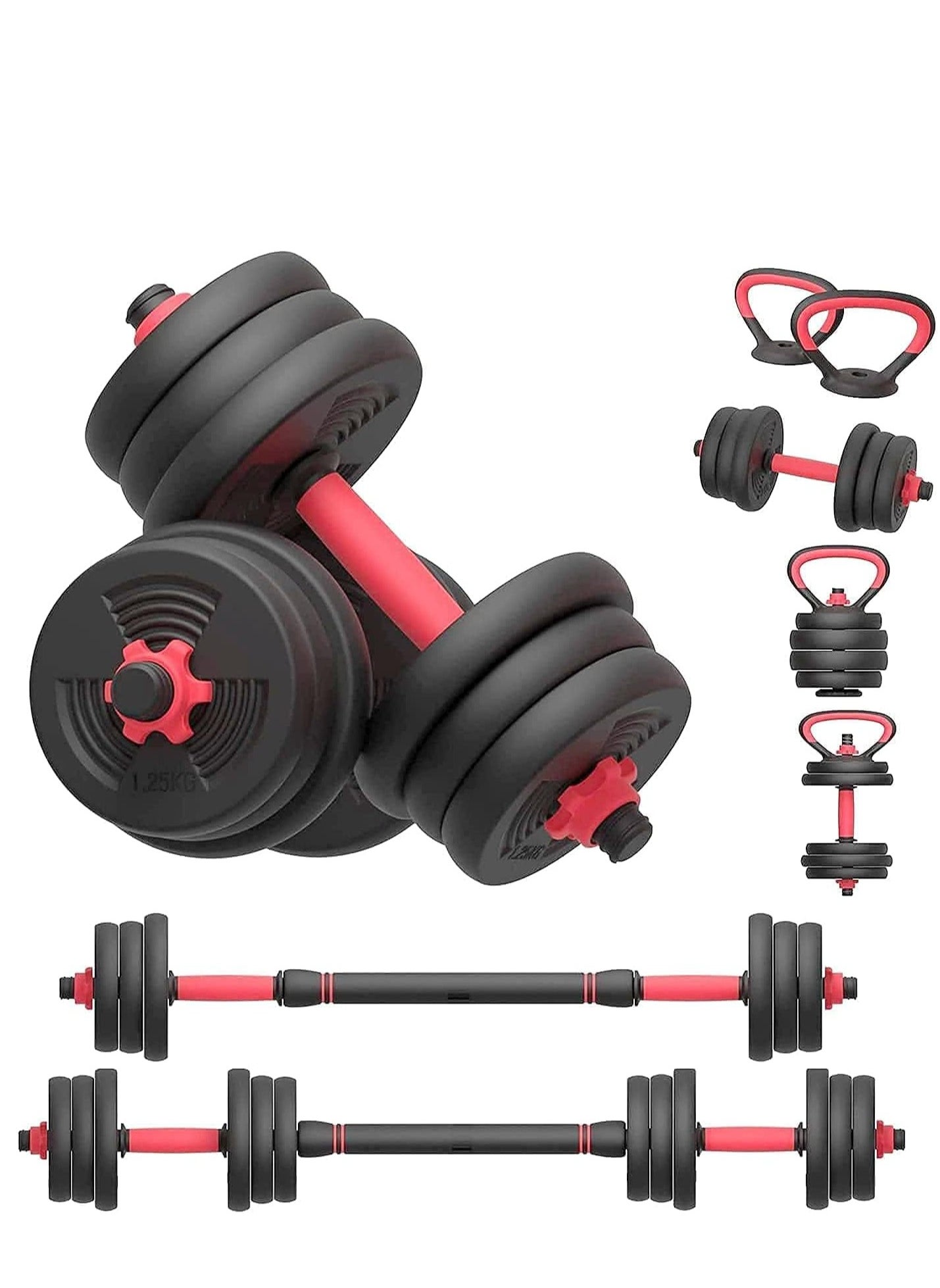 20kg Adjustable Weightlifting Dumbbells Set with Non-Slip Rod and Barbells for Home Gym Exercise 