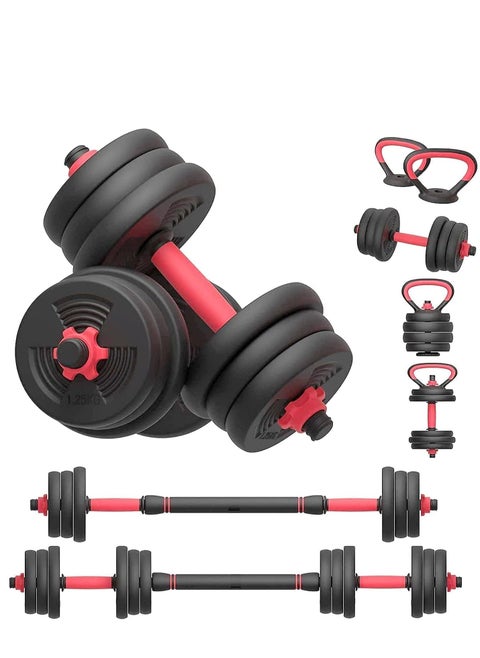 20kg Adjustable Weightlifting Dumbbells Set with Non-Slip Rod and Barbells for Home Gym Exercise