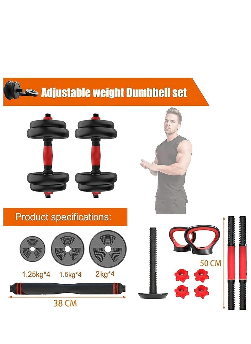 20kg Adjustable Weightlifting Dumbbells Set with Non-Slip Rod and Barbells for Home Gym Exercise