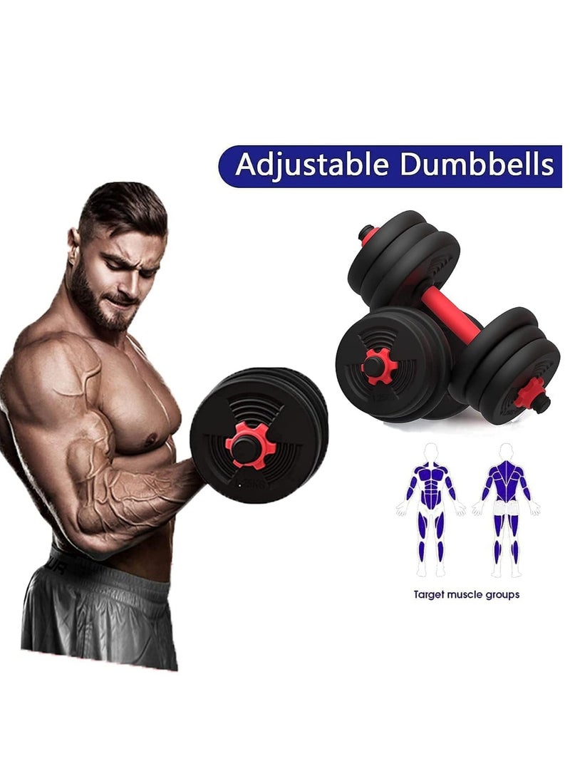 20kg Adjustable Weightlifting Dumbbells Set with Non-Slip Rod and Barbells for Home Gym Exercise
