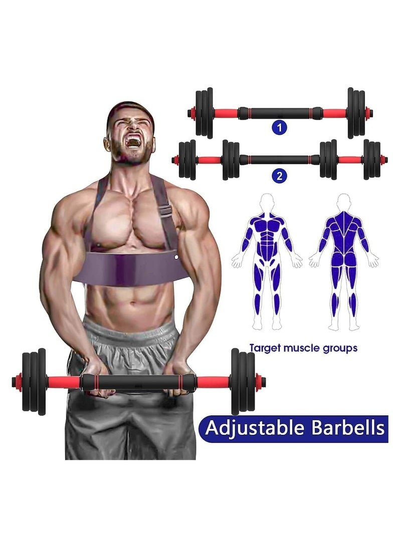 20kg Adjustable Weightlifting Dumbbells Set with Non-Slip Rod and Barbells for Home Gym Exercise