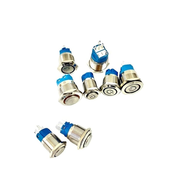 مفتاح طاقة معدني ثابت ذاتي القفل مقاس 19 مم، مقاوم للماء، ضوء LED دائري أبيض - Image 5