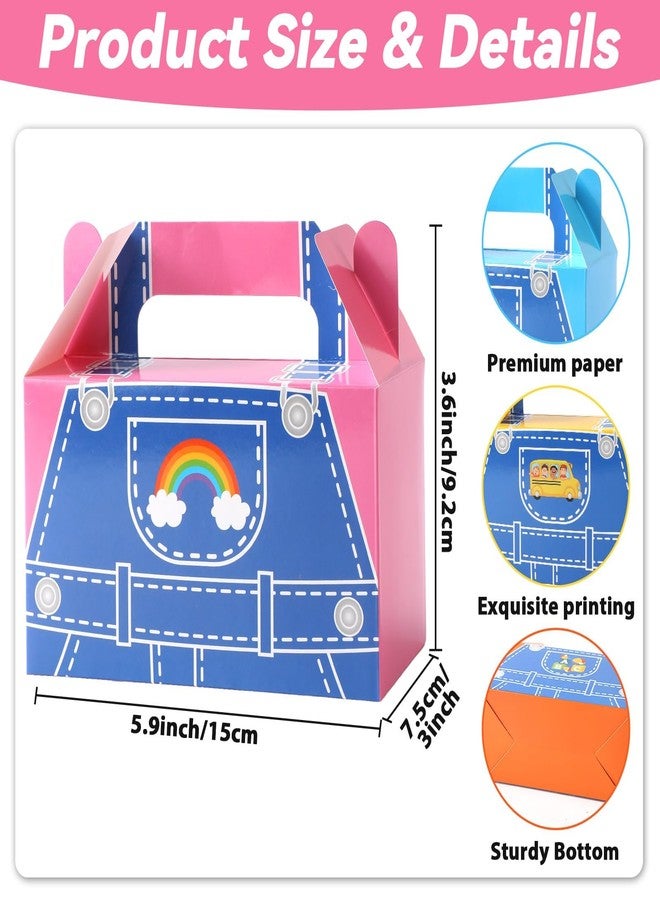 MinFyberd 12Pcs Party Favors Gift Boxes Cartoon Teacher Paper Treat Boxes Bulk English Teacher Birthday Goodie Candy Box with Handles Birthday Shower Cartoon Theme Party Decorations - Image 2