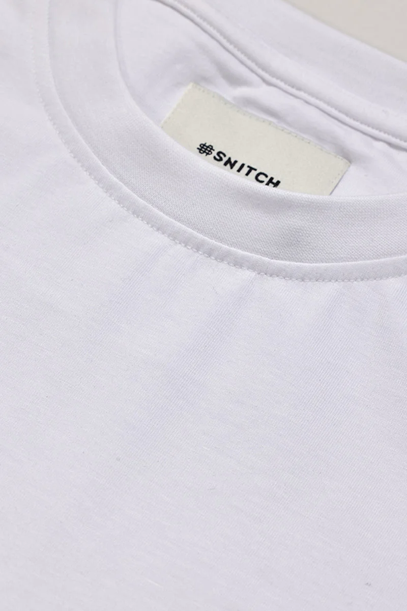 SNITCH Core Lab White Solid Slim Fit T-Shirt